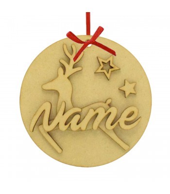 Laser Cut Personalised Christmas 3D Hanging Bauble - Fancy Reindeer Design